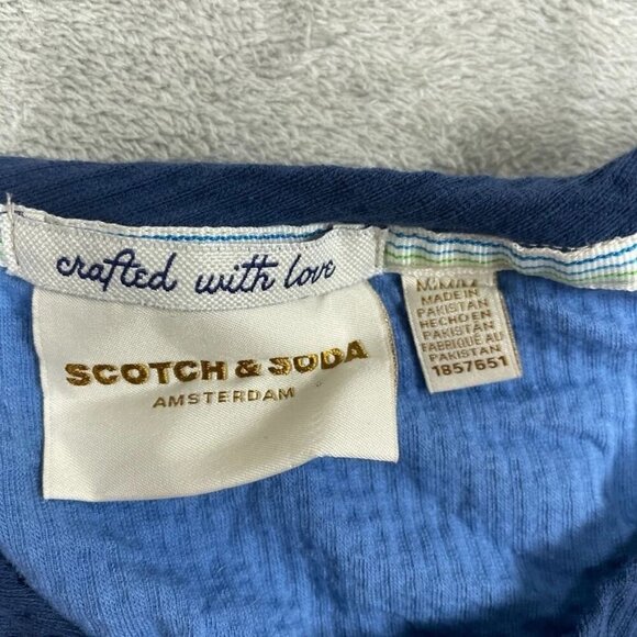 Scotch & Soda Amsterdam Blue Ribbed Cotton Crewneck T-Shirt M 6861 - Picture 3 of 8